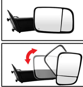 Towing Mirror Fits Dodge Ram 2009 - 2018 Black passenger side RH Power Heated smoked turn signal - 0