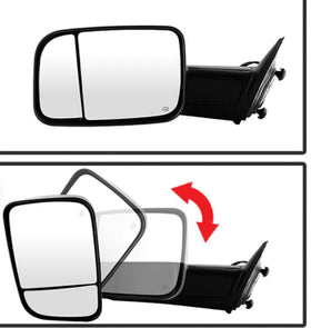 Towing Mirror Fits Dodge Ram 2009 - 2018 Black Driver side Power Heated smoked turn signal - 0