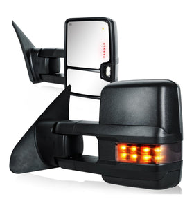 Towing mirrors set for Toyota Tundra 07 - 21 Power heated turn signal smoke lens
