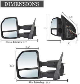Towing mirrors fits Ford F150 2015 - 2020 22 pins Power Heated Signals puddle light - 0