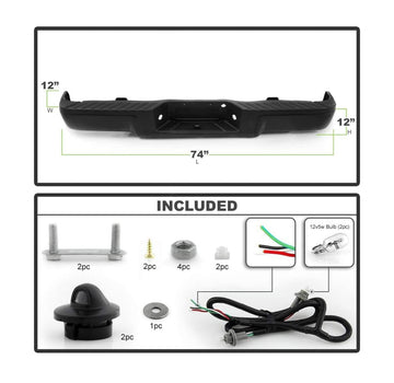 Rear Complete bumper assembly for Ford F-150 2009 - 2014 w/o sensor holes - 0