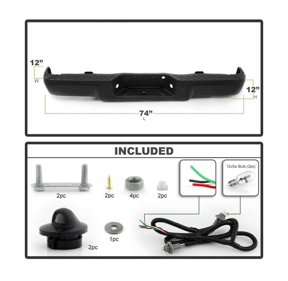 Rear Complete bumper assembly for Ford F-150 2009 - 2014 w/o sensor holes