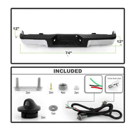 Rear Complete bumper assembly for Ford F-150 2009 - 2014 w/o sensor holes Chrome FO1103166 - 0