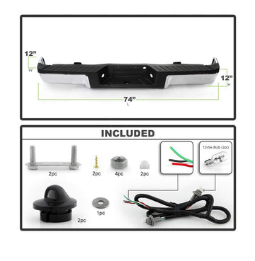 Rear Complete bumper assembly for Ford F-150 2009 - 2014 w/o sensor holes Chrome FO1103166 - 0