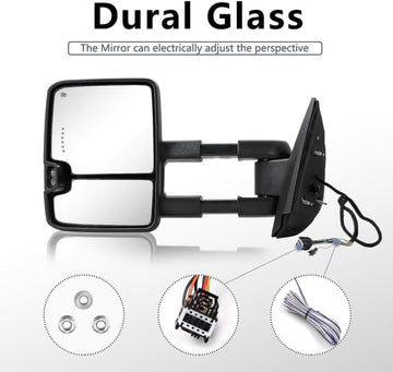 Tow mirror for Chevy Silverado Sierra 07 - 13 Switch Back Passenger side - 0