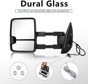 Tow mirror for Chevy Silverado Sierra 07 - 13 Switch Back Driver side LH - 0