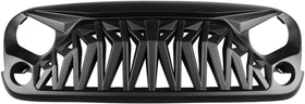 Front Matte Black Grille w/Mesh Insert for Jeep Wrangler Rubicon Sahara Sport JK JKU 2007-2018 (Matte Black Shark)