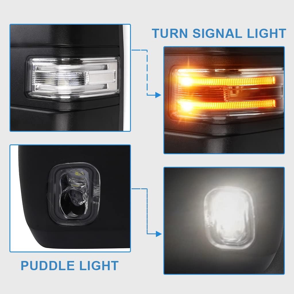 Towing mirrors fits Ford F150 2015 - 2020 22 pins Power Heated Signals puddle light