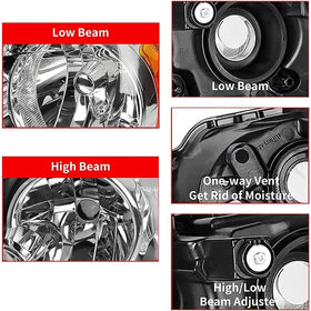 Headlights fit 2011-2017 Dodge Grand Caravan Headlight Assembly，For Grand Caravan 2008-2016 Chrysler Town & Country, Black Housing with Amber Reflector Headlamp Replacement Left and Right. - 0