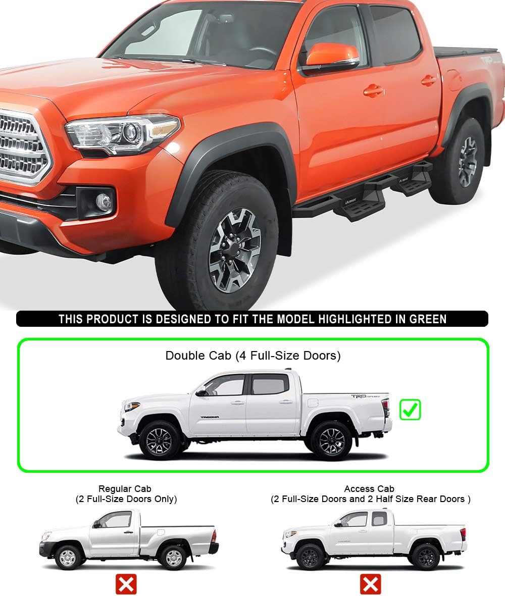 Drop Steps Running Boards Side Steps IA20NJE8B Compatible with Toyota Tacoma 2005-2023 Double Crew Cab (Nerf Bars Side Bars) - 0