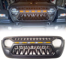 Mesh Grille Front Grill Cover Matte Black with Amber LED Running Lights for 2018 and Up Jeep Wrangler JL JLU JT Gladiator Accessories-1