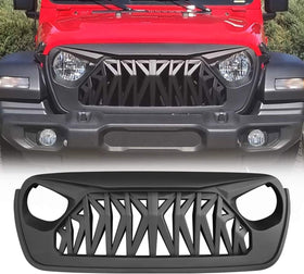 2018-2023 Jeep Wrangler JL JLU , Gladiator Shark Grille for Jeep Wrangler Accessories & Rubicon Sahara Sport, ABS - Matte Black