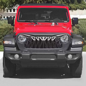 2018-2023 Jeep Wrangler JL JLU , Gladiator Shark Grille for Jeep Wrangler Accessories & Rubicon Sahara Sport, ABS - Matte Black - 0