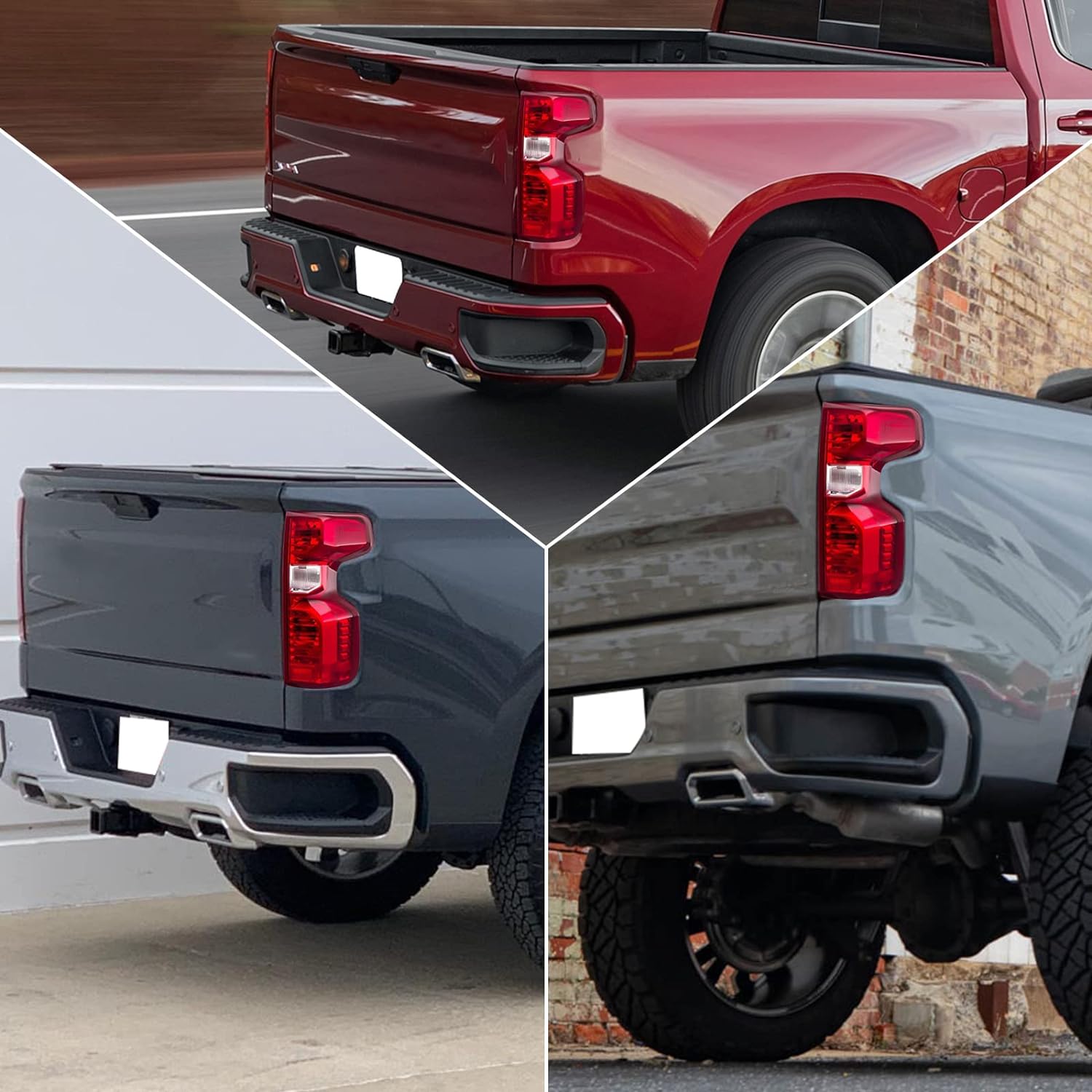 Tail Light Rear Lamp Compatible With 2019 2020 2021 2022 2023 Chevy Silverado 1500 2500HD 3500HD Halogen Type NON-LED Model Left Driver Side Taillight Brake Signal Assembly with Bulb & Harness