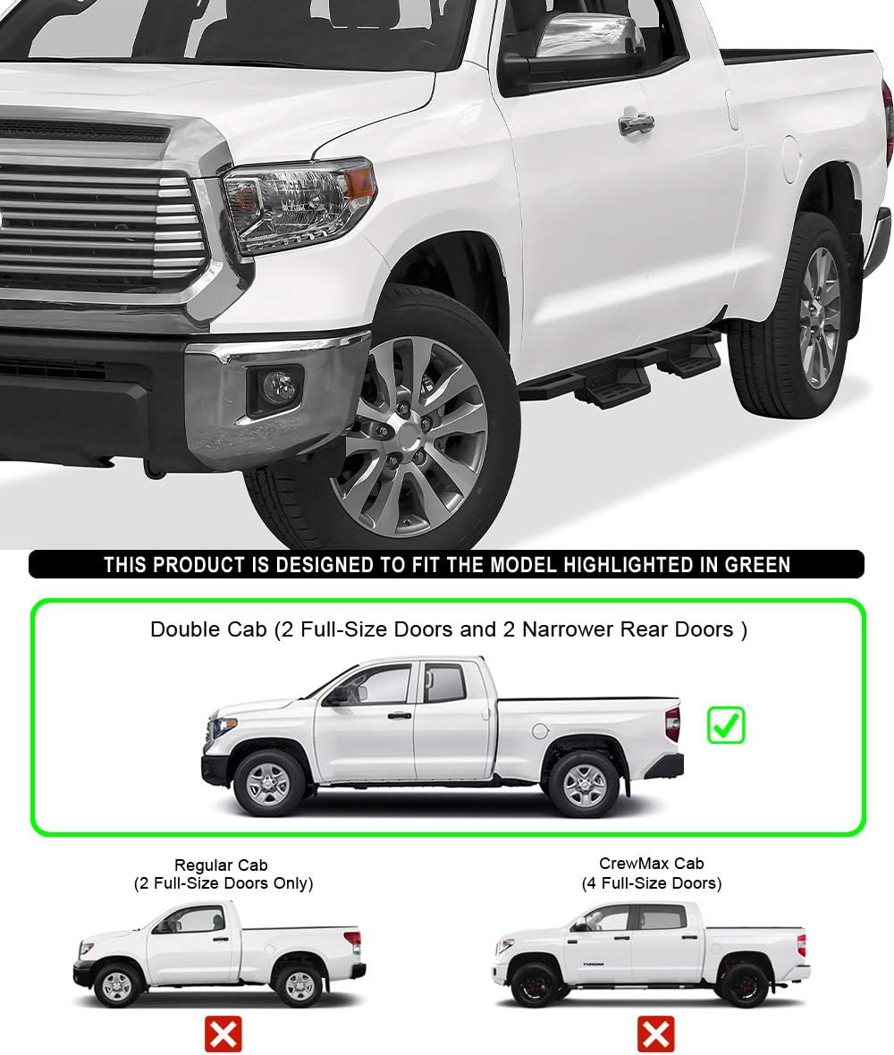 Drop Steps Running Boards Side Steps IA20NJI7B Compatible with Toyota Tundra 2007-2021 Double Cab (Nerf Bars Side Bars) - 0