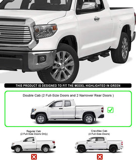 Drop Steps Running Boards Side Steps IA20NJI7B Compatible with Toyota Tundra 2007-2021 Double Cab (Nerf Bars Side Bars) - 0