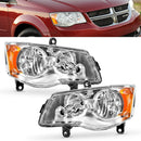 Headlights Assembly Compatible with 2011-2019 Dodge Grand Caravan / 2008-2016 Chrysler Town & Country Headlamps Replacement Chrome Housing Amber Reflector Clear Lens Left and Right-1