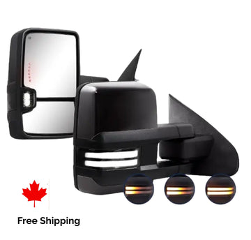 Towing mirrors for Silverado Sierra white led Running lights Amber turn Signal power heated