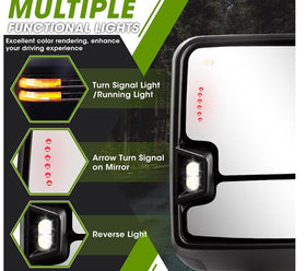 Towing Mirrors for Chevy Silverado Gmc Sierra 2014 - 2018 LH RH set upgrade - 0