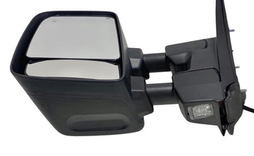 Driver side Power Adjustable, BSM, Manually Extendable Black Towing Mirror with Clear Lens LED Turn Signal and Puddle Lights Nissan Titan 2016-2022 - 0