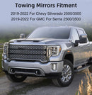 Tow mirrors set for Silverado Sierra 2500 3500 2019 - 2024 power heated turn Signal Chrome-3