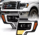 Tecman headlights for 2009 - 2014  F150 LED white day lights black housing clear lens-1