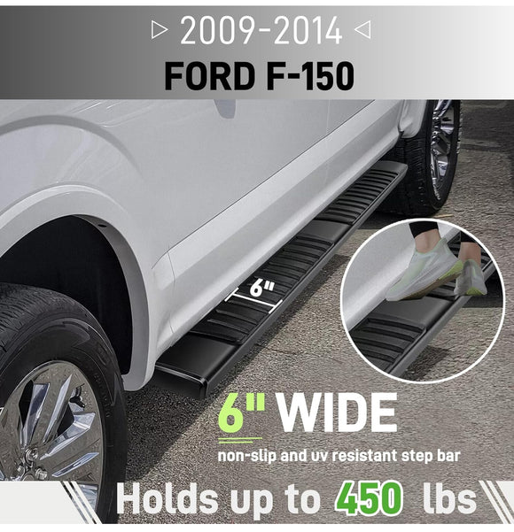 Cheetah Pro Running Boards Black Textured 6" wide for Ram 1500 2009 - 2024 Classic Models Crew cab