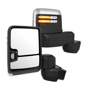 Tow mirrors set for Silverado Sierra 2500 3500 2019 - 2024 power heated turn Signal Chrome