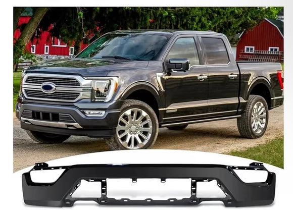 Tecman Front bumper face bar steel for Ford F150 2021-2023 smooth black without sensor holes FO1002461