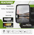 Switchback Towing Mirrors for 2003-2007 Chevy Silverado Side Mirrors GMC Sierra Tow Mirrors with Dynamic Turn Signal&Running Light Backup Lamp Power Heated Extendable Pair Set(Chrome)-2