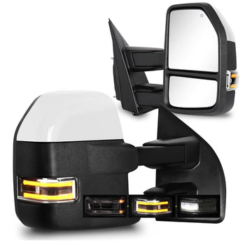 Towing mirrors fits Ford F150 2015 - 2020 22 pins Power Heated Signals puddle light painted white smoked lens