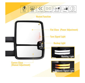 Power folding switch back tow mirrors for Chevy Silverado GMC Sierra 2014 - 2018 1500 powered heated, turn signal - 0