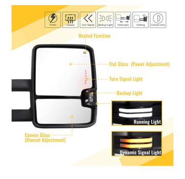 Power folding switch back tow mirrors for Chevy Silverado GMC Sierra 2014 - 2018 1500 powered heated, turn signal - 0