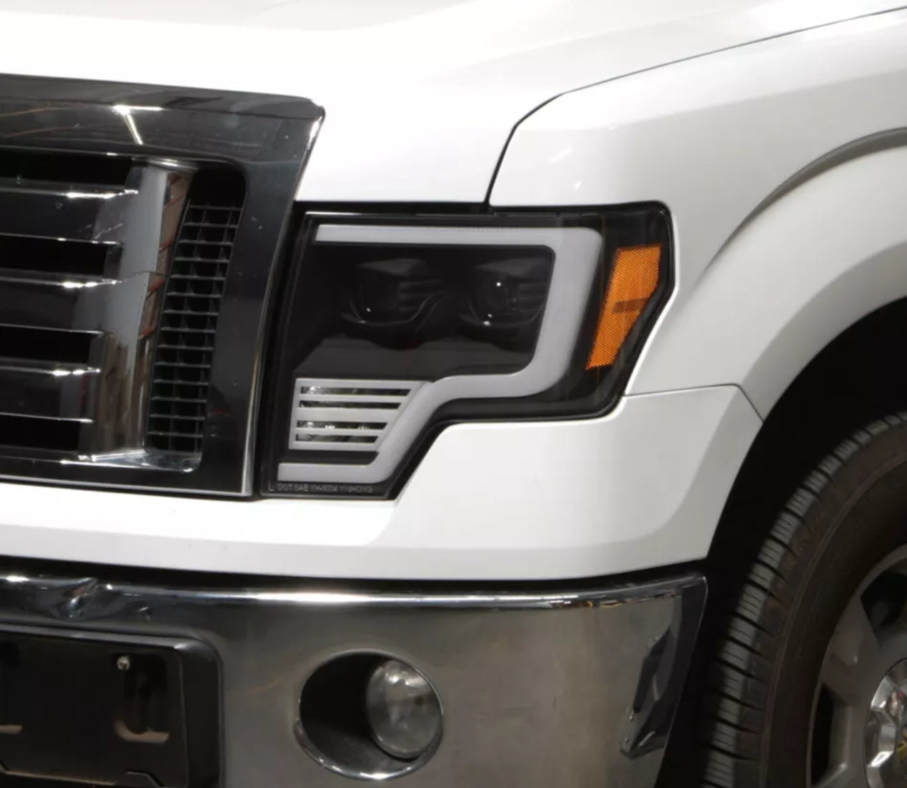 Tecman headlights for 2009 - 2014  F150 LED white day lights black housing clear lens