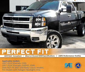 2007-2013 Chevy Silverado 1500 Headlights Assembly Compatible with 2007-2014 Chevy Silverado 2500HD/3500HD Headlight Replacement Black Housing Amber Reflector Left and Right Side Pair set - 0