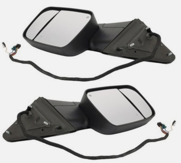 Towing Mirrors for 2019-2022 Ram 2500 3500 - Dodge Tow Mirror with Power Glass Heated Turn Signal Light Puddle Lamp Temp Sensor Flip up Pair Set black