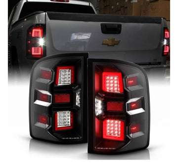 Tecman Taillights for Chevy Silverado 1500 2500 3500 LED Black housing smoked pair LH RH assembly