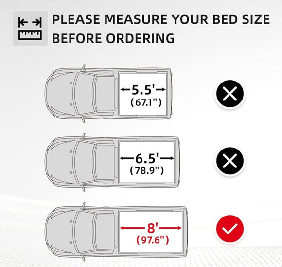 Cheetah Pro Soft Trifold Tonneau Cover for Silverado Sierra 2014 -2025 8FT / 96”inches long box.