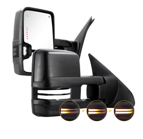 Towing mirrors set for Toyota Tundra 07 - 21 Switch back Power heated turn signal smoke lens