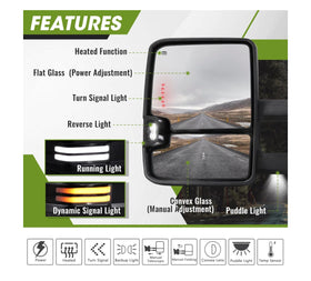 Towing Mirrors Fits Dodge Ram 2009-2018 (2019-22 Classic) Black Pair Power Heated Switch back - 0