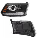 Tecman headlamps For 2010 -2018 Dodge Ram 1500 2500 3500 Black Projector Headlights w/ LED DRL-3