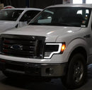Tecman headlights for 2009 - 2014  F150 LED white day lights black housing clear lens-9