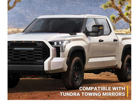 Tecman Towing Mirrors for 2022-2024 Tundra with Power Glass Heated Function  Turn Signal Light Backup Light Blind Spot Monitoring Extendable Fold Pair Set (Clear Lens) - 0