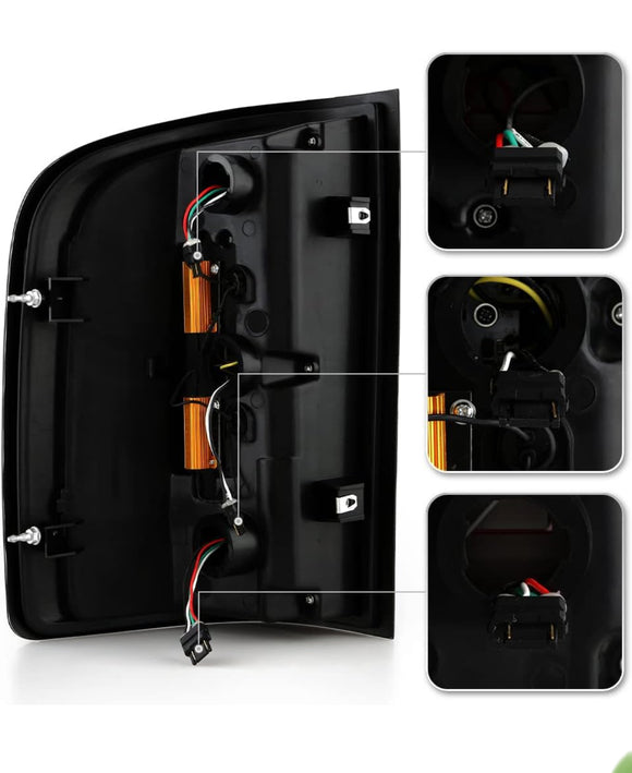 Tecman Taillights for Chevy Silverado 1500 2500 3500 LED Black housing smoked pair LH RH assembly