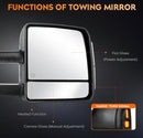 Towing mirrors set for Toyota Tundra 07 - 16 Power heated turn signal smoke lens-2