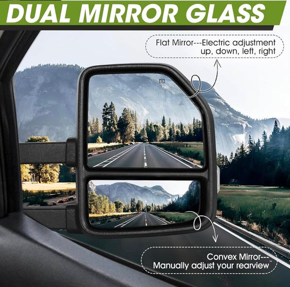 Towing mirrors for Ford f150 2021 - 2025 Power heated Blind spot monitor puddle lights painted Red Smoked lens