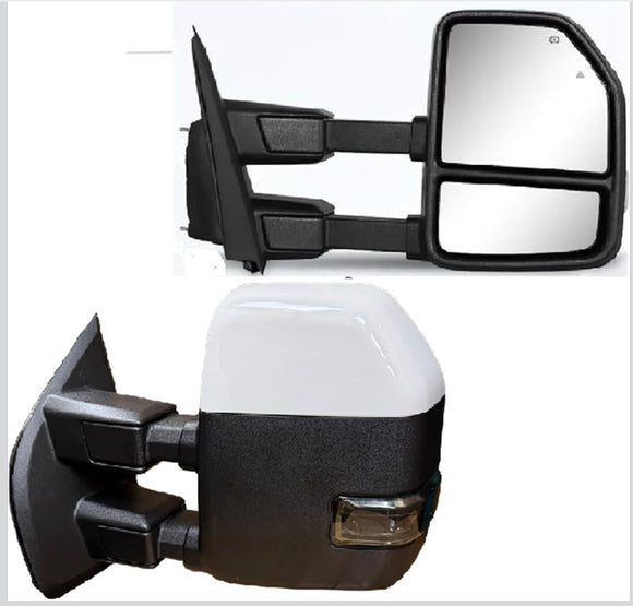 Towing mirrors for Ford f150 2021 - 2025 Power heated Blind spot monitor puddle lights painted white smoked lens
