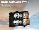 2007-2013 Chevy Silverado 1500 Headlights Assembly Compatible with 2007-2014 Chevy Silverado 2500HD/3500HD Headlight Replacement Black Housing Amber Reflector Left and Right Side Pair set-4