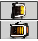 For 2007-2013 Chevy Silverado 1500 2500HD 3500HD Black LED Signal w/Light Tube Projector Headlights Headlamps-5