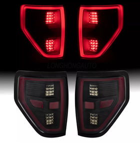 Tecman taillights black housing smoked lens for Ford F150 2009-2014 LED pair LH RH - 0